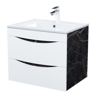 Подвесная тумба с раковиной IDDIS Cloud CLO60B0i95K 60см белый/чёрный мрамор